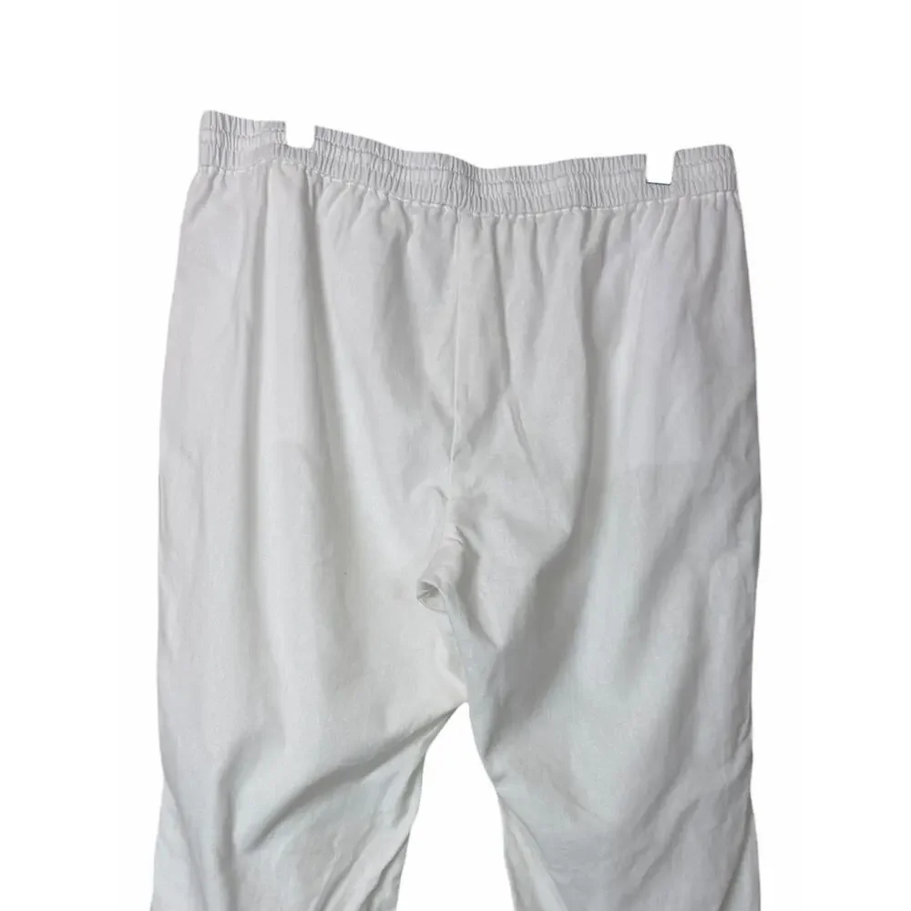 J.Crew Women’s Size 16 White Linen Cotton Pockets Drawstring Pants Crop Cuffed